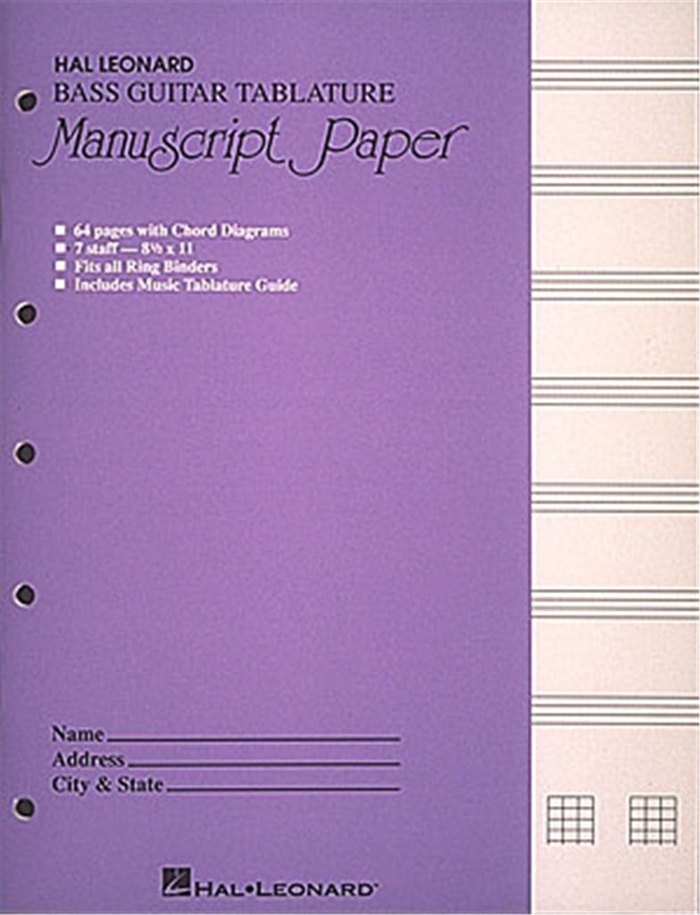 Bass Guitar Tablature Manuscript Paper